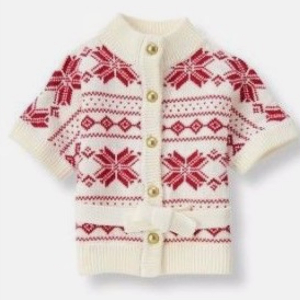 Janie and Jack Red and Cream Knit Sweater 5t